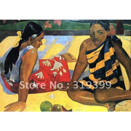 Oil Painting Reproduction,Parau api (What News) by paul gauguin ,Free Shipping,100% handmade on linen canvas,Museum quality