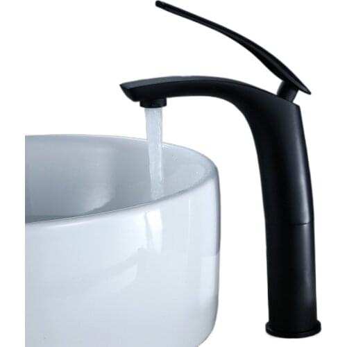 Bathroom Basin Faucet Black Baking Total Brass Unique Design Sink Mixer Tap Hot and Cold Waterfall Basin Faucet Free Shipping