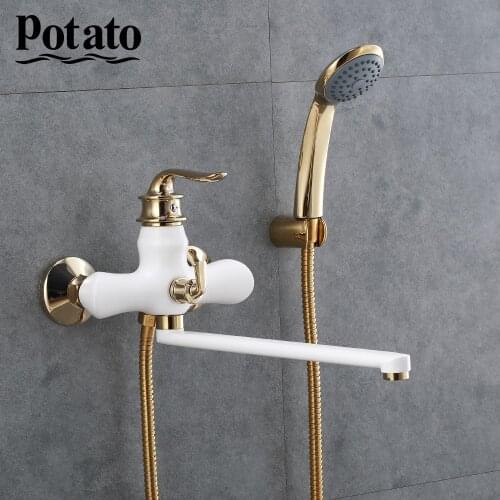 Potato Bathroom Faucets Modern Hot And Cold Water 3 Colors Outlet Pipe Bath Mixer With ABS Shower Faucet Head p22219