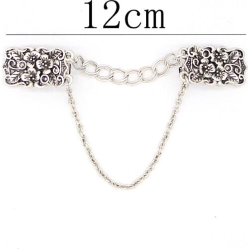 Ancient Silver Embossed Brooch Clip For Sweater Shawl Keeper Collar Buckle Holder Garters Garment Accessories Jewelry