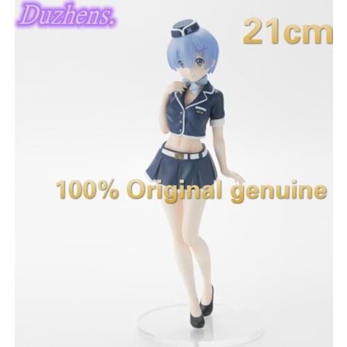 Japanes Anime Re:Zero kara Hajimeru Isekai Seikatsu REM RAM airline stewardess PVC Action Figure Anime Figure Model Doll Gift