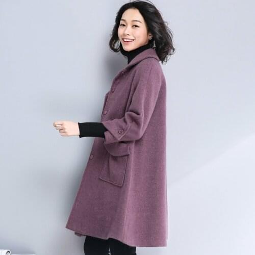 Coat Wool Loose Women Large Size Cloak Woolen Coat Female Jacket Blue Long Autumn Winter 2020 Casaco Feminino KJ377 en