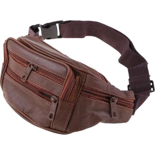 066F Mens Vintage Leather Messenger Bag Waist Pack Pouch Outdoor Hiking Motorcycle