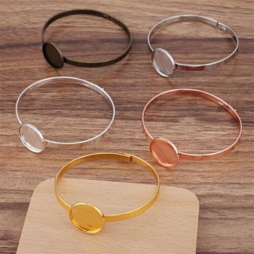 BASEHOME Cuff Bracelet Settings Cabochon Blank Base Trays Bezel for 20mm Cabochon Cameo DIY Bracelet Handmade