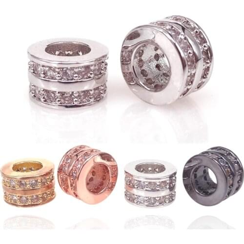 DIY Jewelry Accessories Black/Gold/Sliver Clolor Round Charm Beads Fits For Leather Bracelet Jewelry Making Findings 10Pcs