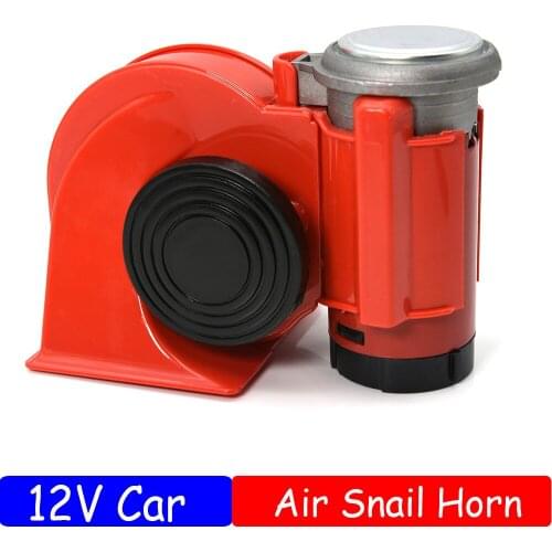 12V 250DB Auto Twin Dual Tone Compact Air Horns Kit Car Truck Lorry SUV RV Train Caravan Boat Twin Tone Super Loud Horn Red