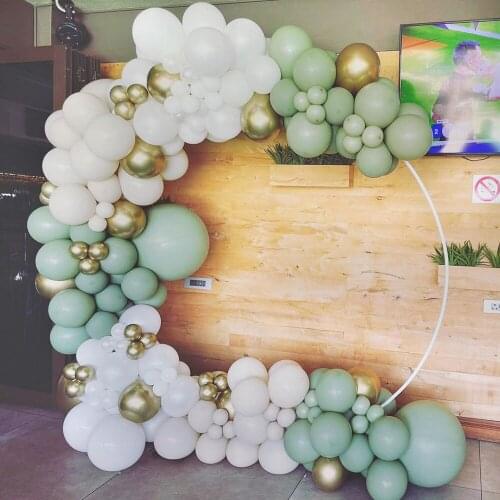 176Pcs Avocado Green Balloon Garland Arch Kit Olive Green Chorme Gold Latex Balloon Birthday Party Decoration Wedding Supplies