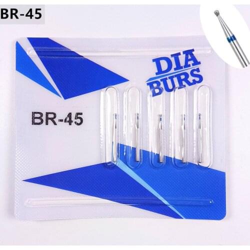 2Cards=10Pcs BR-45 Dental Silver Diamond Burs High Speed Handpiece Round Ball Romove Caries Root Canal