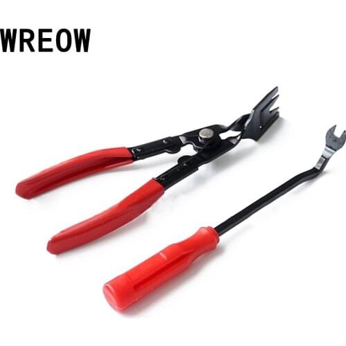 2pcs/Set Auto Car Bike Trim Clip Remover Tool Door Card Panel Pliers Pry Bar Tool Upholstery Rivets Fastener Remover Hand Tool