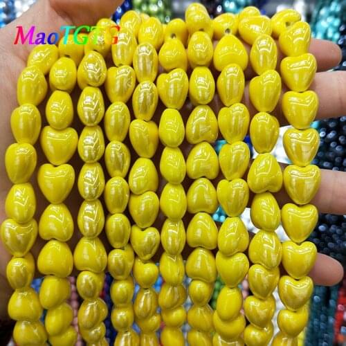 20pcs/lot Heart Shape Ceramic Beads For Jewelry Making Necklace Bracelet 12x13x8mm Multicolor Ceramic Bead Accessories Wholesale