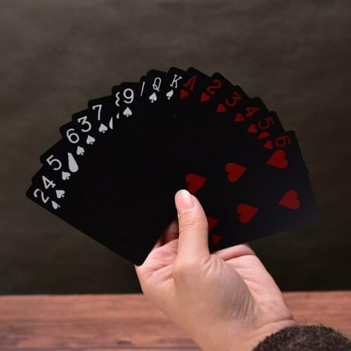 54PCS=1 Set Plastic Box Poker Black Playing Cards Family Game Waterproof
