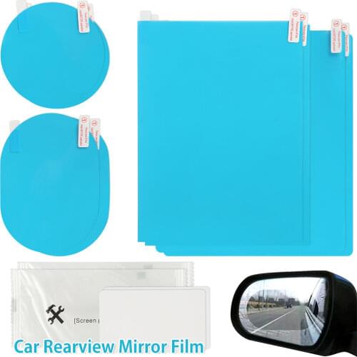 8Pcs/set Waterproof Car Window Clear Rearview Mirror Protective Film Sticker Anti Fog Rainproof Protective Auto Accessories