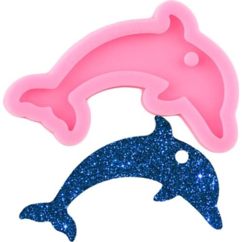 Shiny Dolphin Silicone Mold Animals Keychain Making Molds Necklace Jewelry Epoxy Crafting Moulds Handmade Polymer Clay Mould