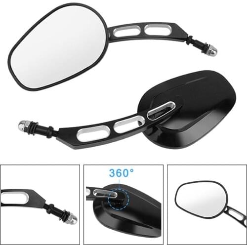 Black 8mm Aluminum Motorcycle Rearview Side Mirror For Harley Touring Road King 883 1200 48
