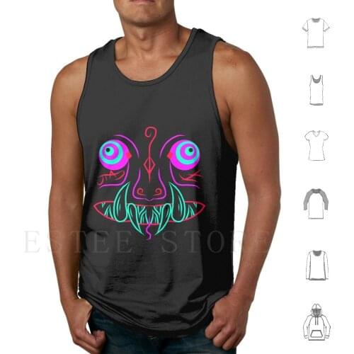 Blacklight Demon Tank Tops Vest Blacklight Oni Demon Neon Light Night Dragon Dark Cyan Magenta Glow Glow In The Dark