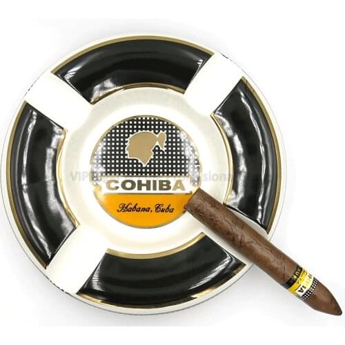 Cohiba Fine Ceramic Cigar Ashtray Large Size 4 Finger Cigars Holder Table Cigar Cigarette Portable Ashtray Smoking Tool