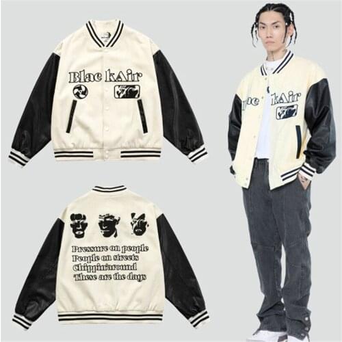ERENEJIAN 2021 New Couples Oversized Hip Hop Varsity Baseball Jacket With Embroidery Hi Street Loose Fit Letterman Outerwear