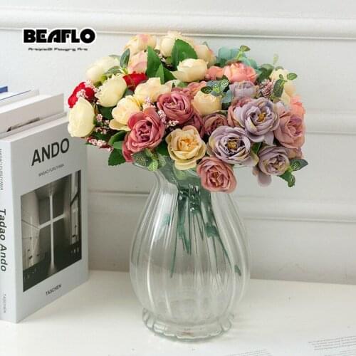 32cm Artificial Silk Rose Flowers Artificial Silk Cloth Material Bride Bouquet Flores Fake Flowers For Party Decoration Wedding