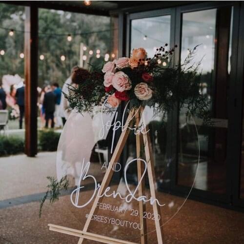 Ins Round Acrylic Welcome Card Hundred-Day Baby Banquet Wedding Welcome Card Party Layout Decoration Card