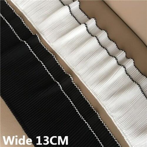 13CM Wide Double Layers Chiffon Pleats Fabric Sewing Lace Elastic Ruffle Trim Skirt Hemlines Dress Curtain DIY Stitched Material