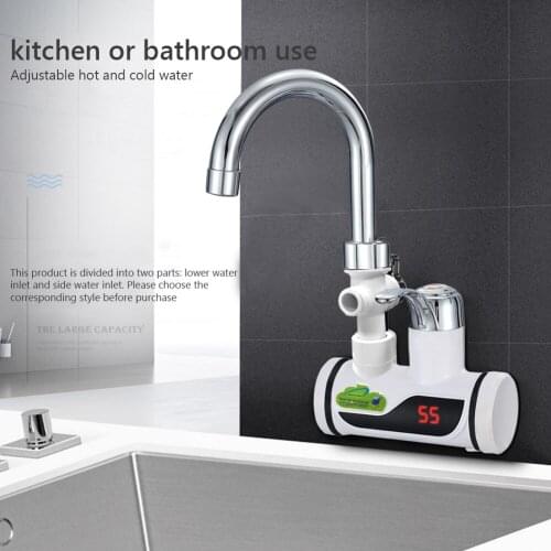 Kitchen instant electric water heater tap LCD temperature display Tankless Faucet 3000W 220V Water Heater Bathroom EU Plug