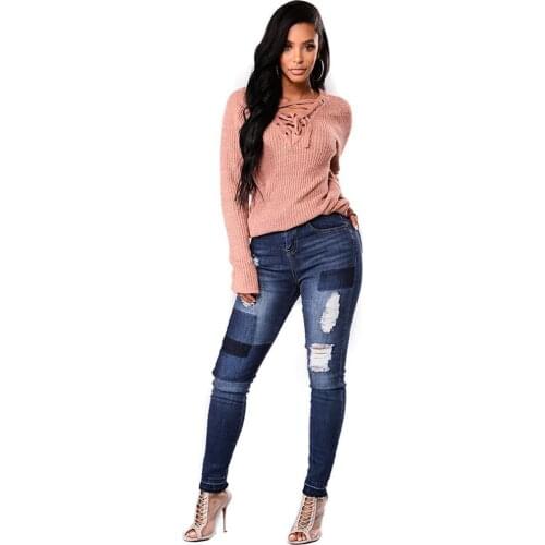 LOVELYFOX Womens Ripped Jeans