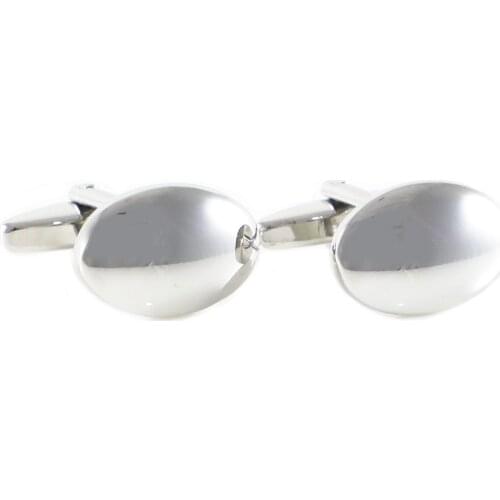 Fashion Silver Tone Dome Oval Shape Cuff Links Fathers Day Birthday Cuff Links
