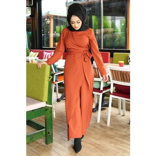Fashion Raw White Hijab Jumpsuit Tile 2516 Casual 2 piece SET long dress muslim women Dubai turkish hijab clothing girls Islamic clothing