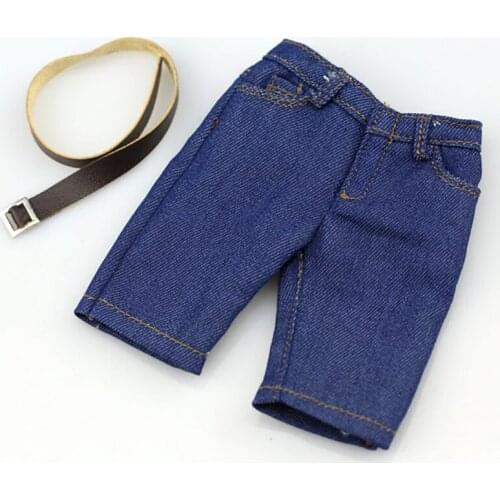 1/6 Scale Boy Men Fashion Jeans Clothes Male Denim Shorts Closing Five Pants With Belt for 12'' Action Figure Body Doll Toy