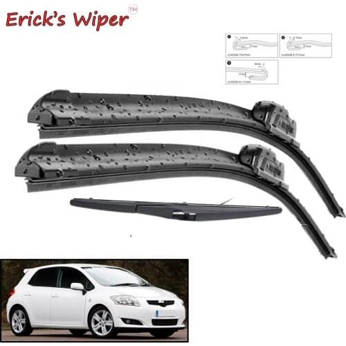 Ericks Wiper Front & Rear Wiper Blades Set Kit For Toyota Auris Hatchback French BUILT 2006 - 2012 Windshield Windscreen Window