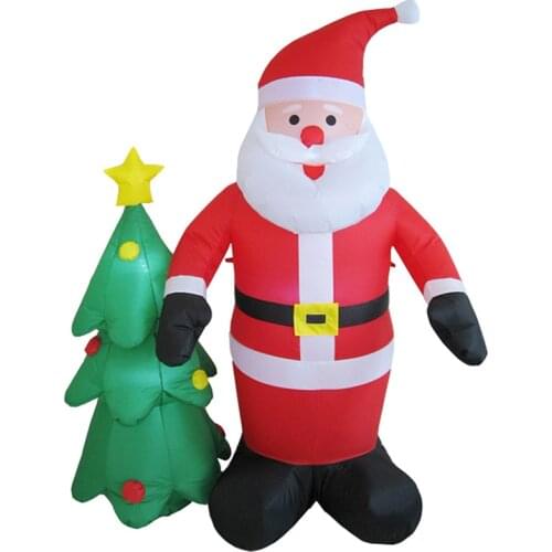 6 FT Inflatable Santa Claus with Christmas Tree Airblown Christmas Decoration with LED Light Animated for Yard Lawn Party Toys