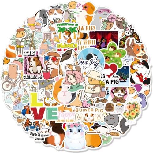 10/50PCS/Pack Cartoon Guinea Pig Graffiti Stickers for Laptop Motorcycle Bike Helmet Guitar Luggage Waterproof Decal Toys