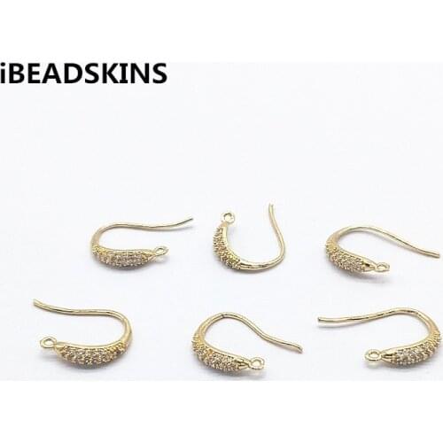 New arrival! 12x2.5mm 50pcs Copper/Cubic Zirconia Ear hook for Jewelry Earrings parts,hand Made Earrings Findings Jewelry DIY