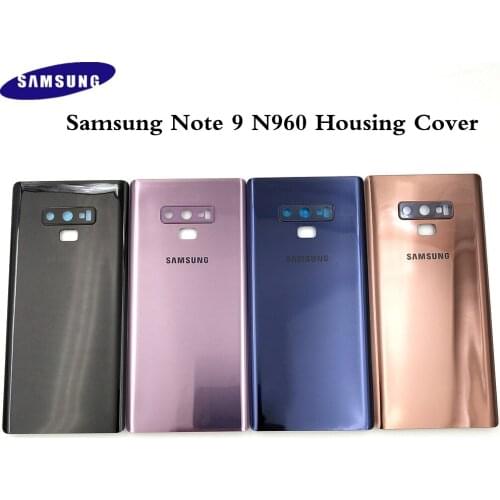 Original Samsung Galaxy Note 9 N960 N960F SM-N960F Glass Back Battery Cover Rear Door Housing Case Replacement With Camera Lens