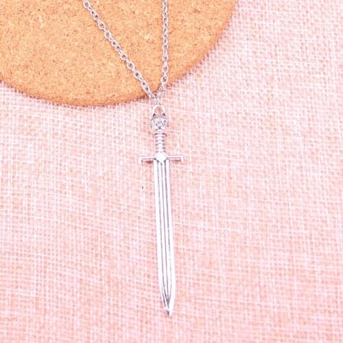 New Fashion Link Chain Necklace Metal Alloy Pendants 66*15mm sword cat Necklace For Gift Jewelry