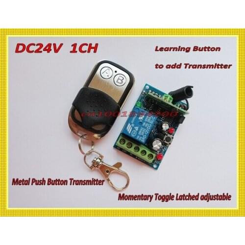 Remote Control Switches DC24V 1CH Relay Receiver Transmitter Metal Push Button Lighting Remote ON OFF Switches 315/433 Remote C