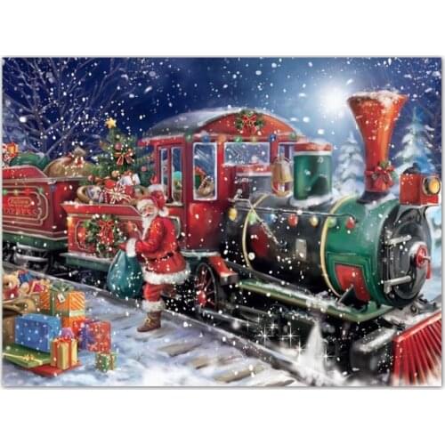 Full Square Diamond painting Christmas train Full Round Diamond mosaic Santa Claus 5D DIY Diamond embroidery Cross stitch