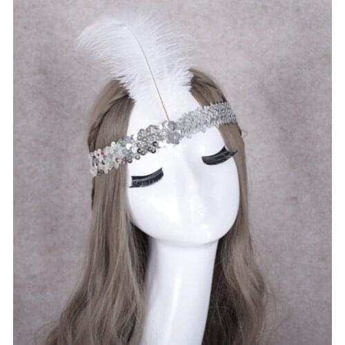 Sequin Ostrich Resin Gem Feather Headband Costume Fancy Dress Dancing Party Hairband Cosplay Indians Props party favors