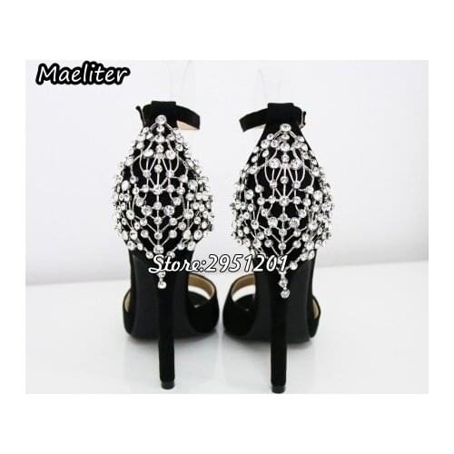 New Women Summer Shoes Luxury Rhinestone Sexy Sandals Women Crystal Thin High Heels Fashion Open Toe Wedding Party Shoes