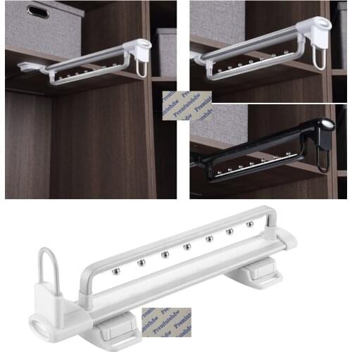 Silver Matte Black Aluminum Top Mounted Pull Out Hanging Rod Coat Jacket Cloth Closet Wardrobe