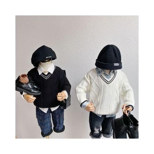 Childrens Sweater 2020 Autumn New Baby Boys and Girls Twist V-neck Sweater Baby Pullover Top Kids Knitting Coat Baby Clothes