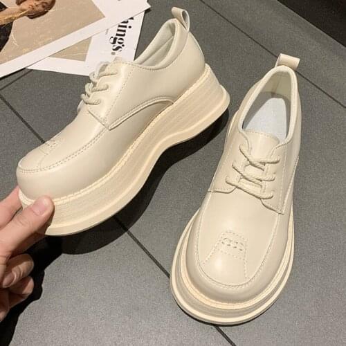 Mary Jane Shoes Woman 2021 Japanese Style Jk Uniform Student Shoes Platform Heels Women Retro Round Toe Lace-up Leather Shoe