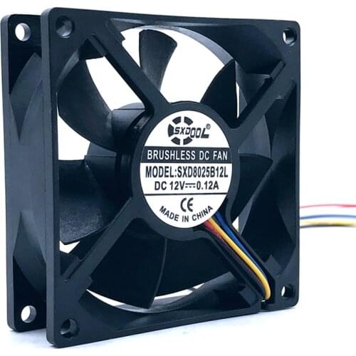 SXDOOL New 80mm 12V Pwm Cooling Fan 4Pin 8cm Dual Ball Bearing 0.12A 3300RPM Silent Quiet,for Computer PC Case