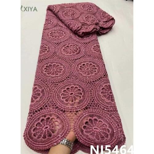 High Quality Milk Silk Lace Fabric African Laces Fabrics with Sequins Latest Guipure Cord Lace for Wedding Party Sewing NI5464