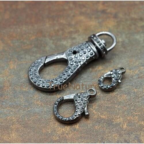 Fashion Accessories Jewelry Lobster Clasps Zinc Alloy Lobster Clip For Jewelry Micro Pave Zircon Findings In 3 Size FC5620