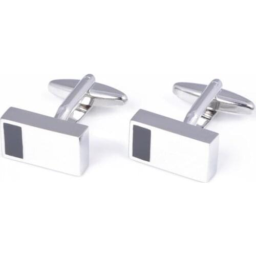 10pairs/lot Silver Rectangle Brushed Cufflinks Black/Red Enamel Cuff Links Copper Cuff Buttons Business Style Mens Jewelry Gift