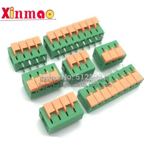 10PCS KF142R 5.08mm Right Angle PCB Spring Terminal Block KF142V-5.08 2P 3P 4P 5P 6P 7p 8p 9p 10p Terminals Connector