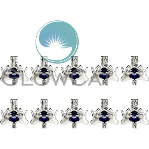 10X K905 Love Hand Gesture Beads Cage Locket Pendant Essential Oil Diffuser Stone Pearl Cage