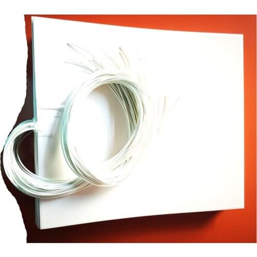 110v 150w 340*420*1.5mm White Silicone Rubber Heater adhesive 1 side 1000mm lead out from middle of 340mm side