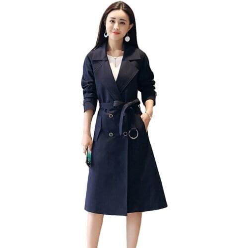 2020 Spring Autumn Trench Coat Double-Breasted Trench Coats Woman Long Windbreakers Female With Belt Overcoat Femmino Plus Size